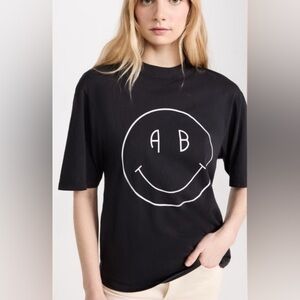 Anine Bing Avi Tee Smiley in black - size xsmall